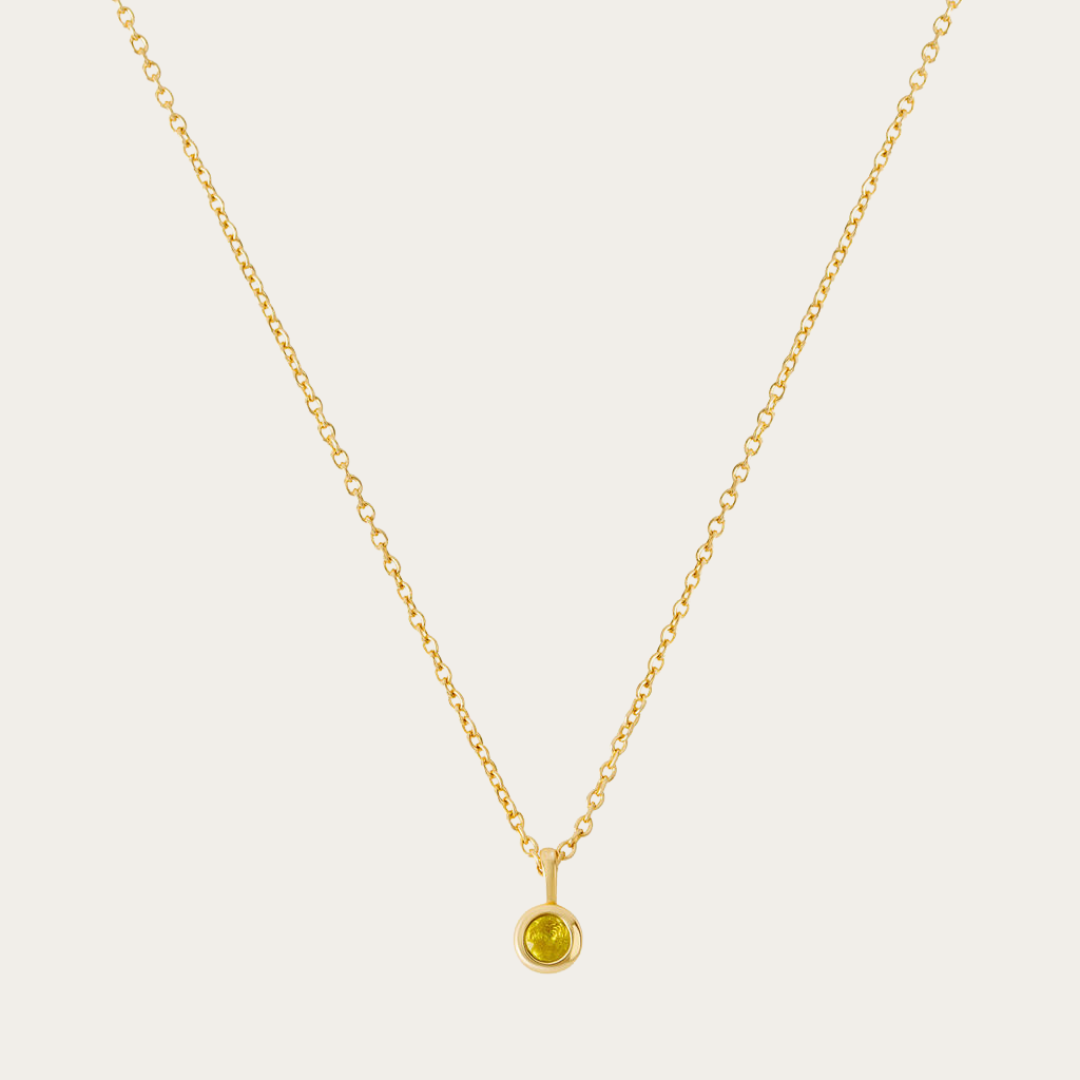 August birthstone necklace gold
