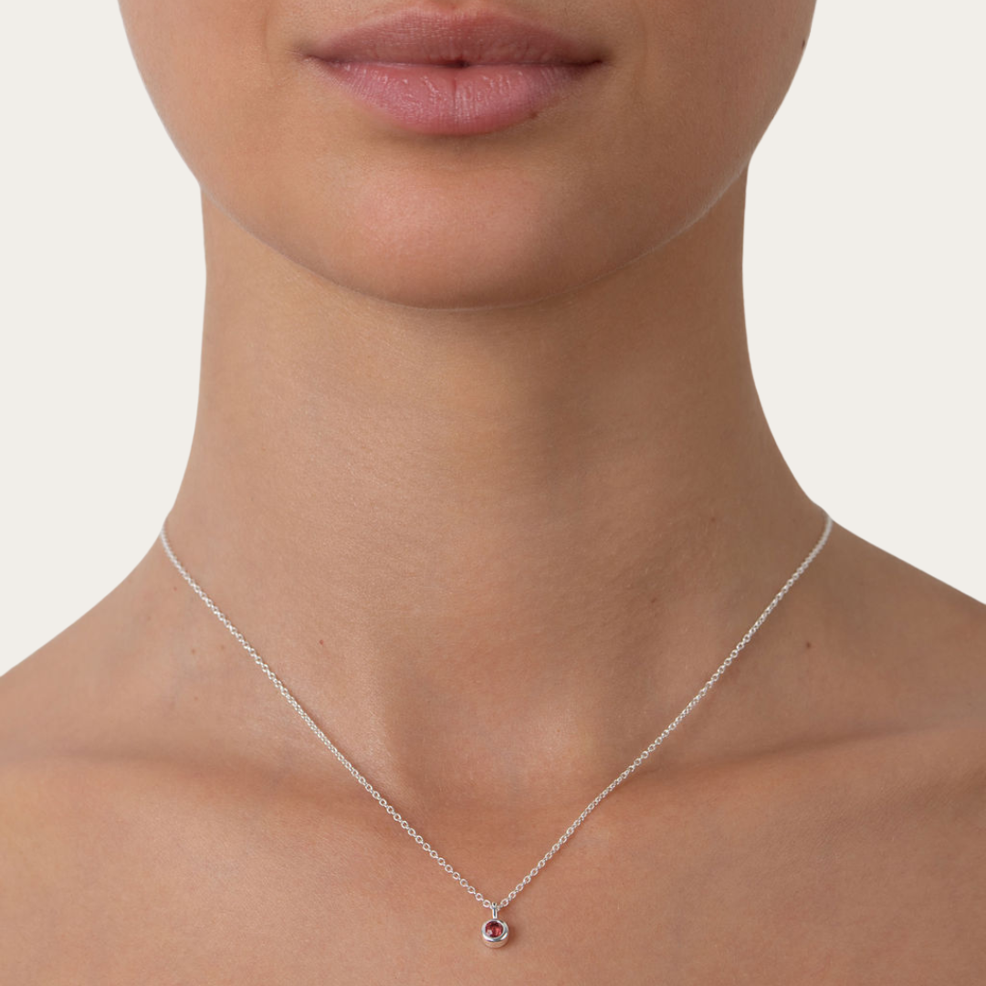 January birthstone necklace silver