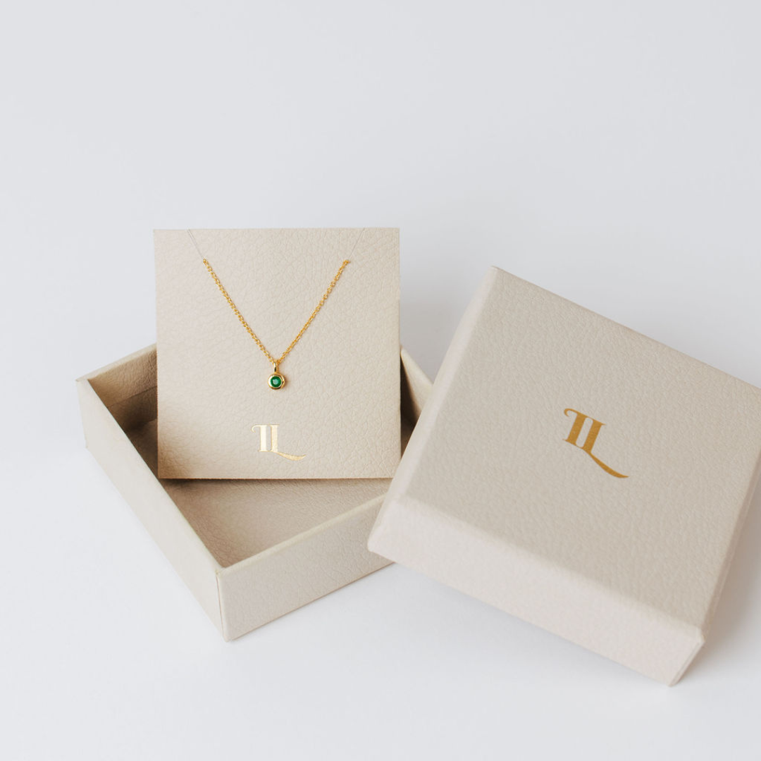 May Birthstone Necklace - Green Agate
