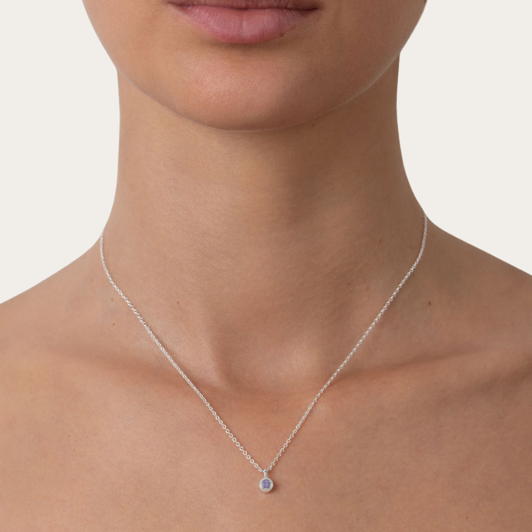 December birthstone necklace silver