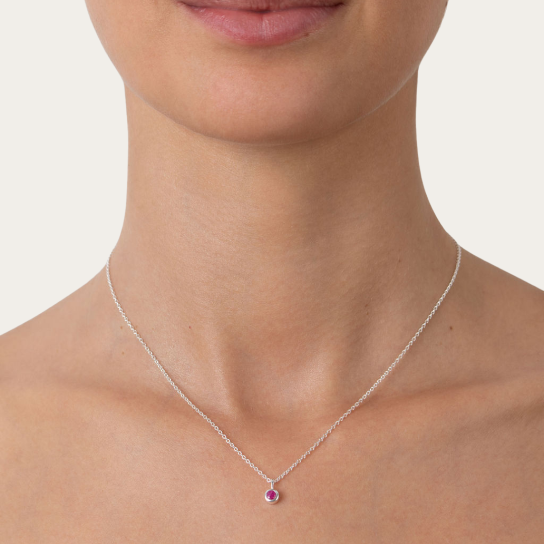 July birthstone necklace silver
