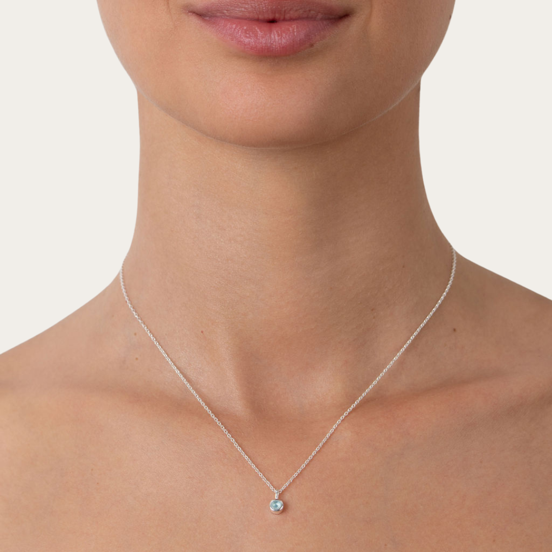 March birthstone necklace silver