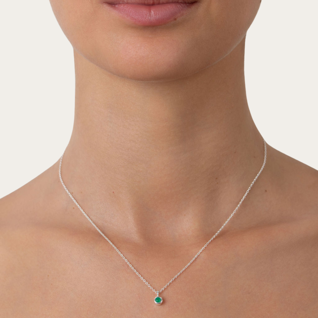May birthstone necklace silver